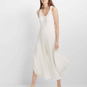 Club Monaco White pleated wise leg jumpsuit